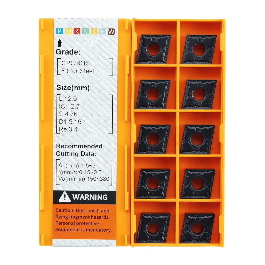 C&CINDOST CNMG120404‑PM Indexable Carbide Turning Inserts Grade CPC3015, CNC Lathe Cutting Tool Inserts with‑PM Chip Breaker for Steel Semi‑Finishing Machining