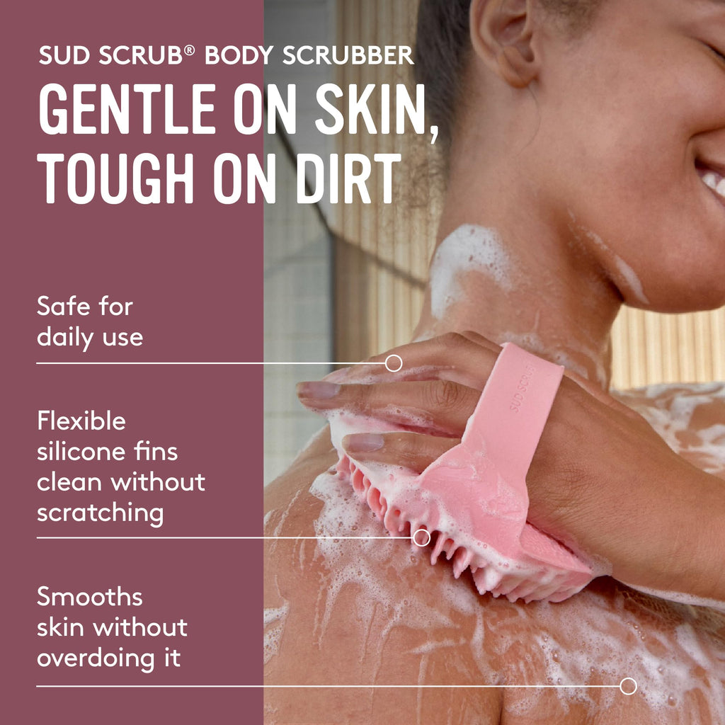 Antimicrobial Silicone Body Scrubber, Exfoliating Body Brush for Sensitive Skin, Antibacterial Shower Scrubber for