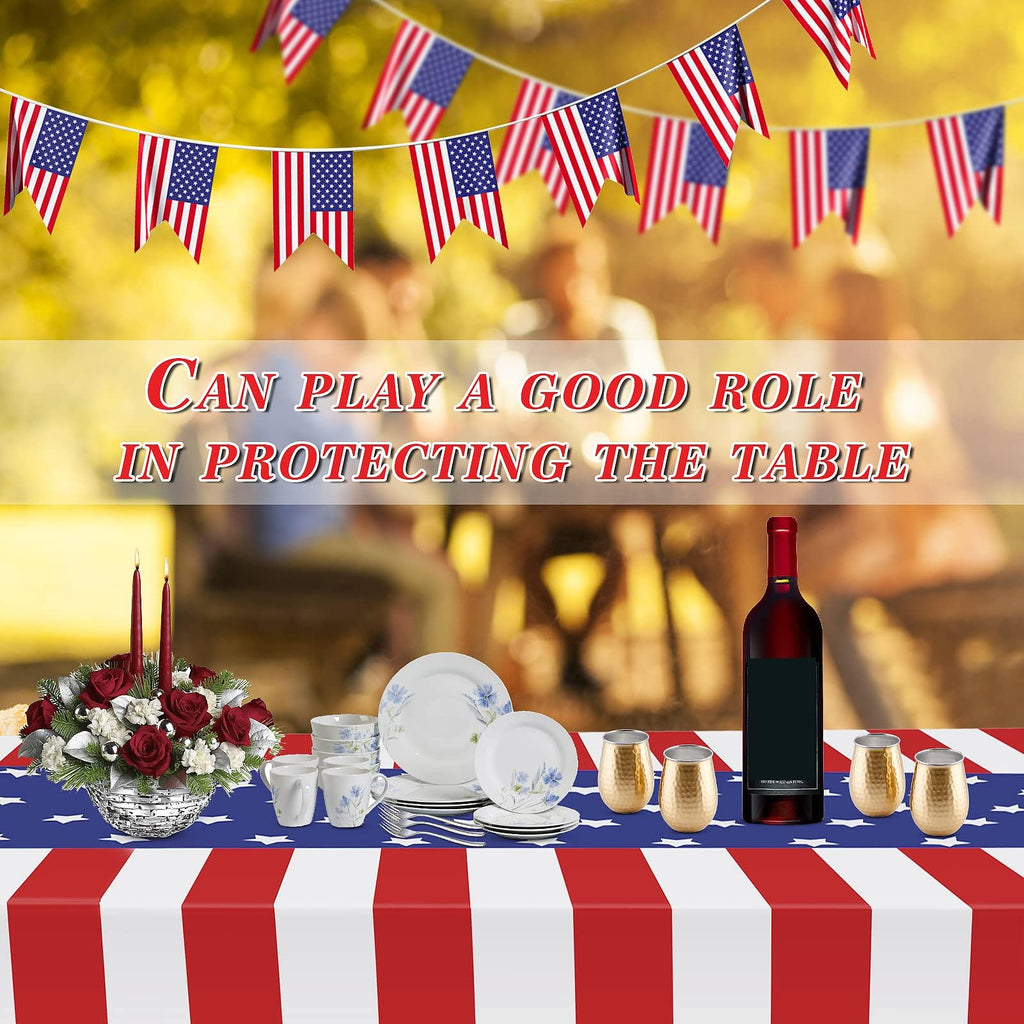 3 Pack Patriotic Tablecloth,Disposable Plastic Tablecloth 54"x108" Patriotic Decorations,Birthday Party Table