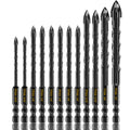 12Pcs Cross-Tip Masonry Drill Bit Set & Concrete Drill Bit Set, 3/16"-1/2"