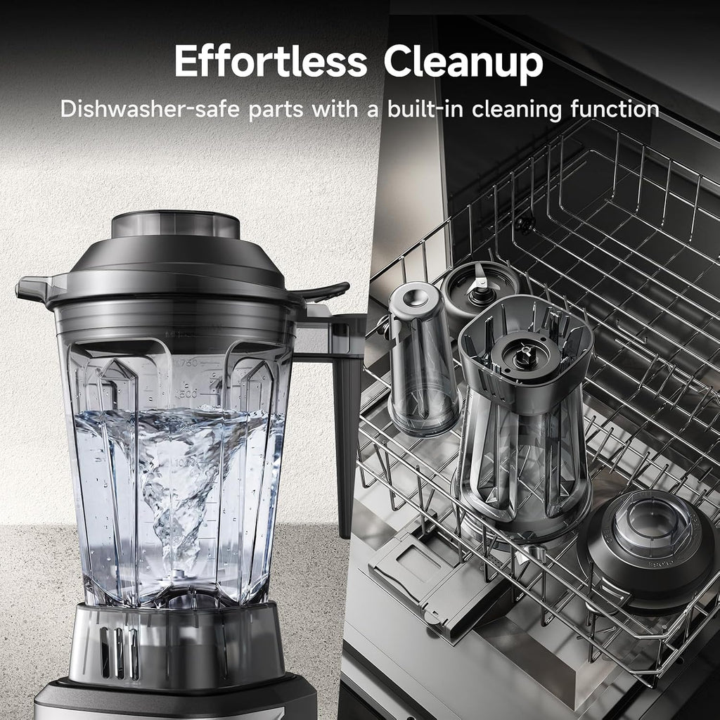 2400W Peak Countertop Blender for Kitchen, 64oz Pitcher & 24oz Travel Cup | AI Smart One-Touch & Stepless Speed, 4