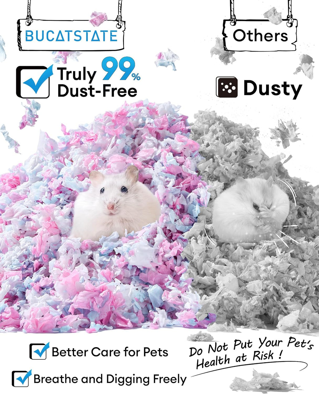 Hamster Bedding 15L, 99% Dust-Free Paper Bedding,Twilight Blue