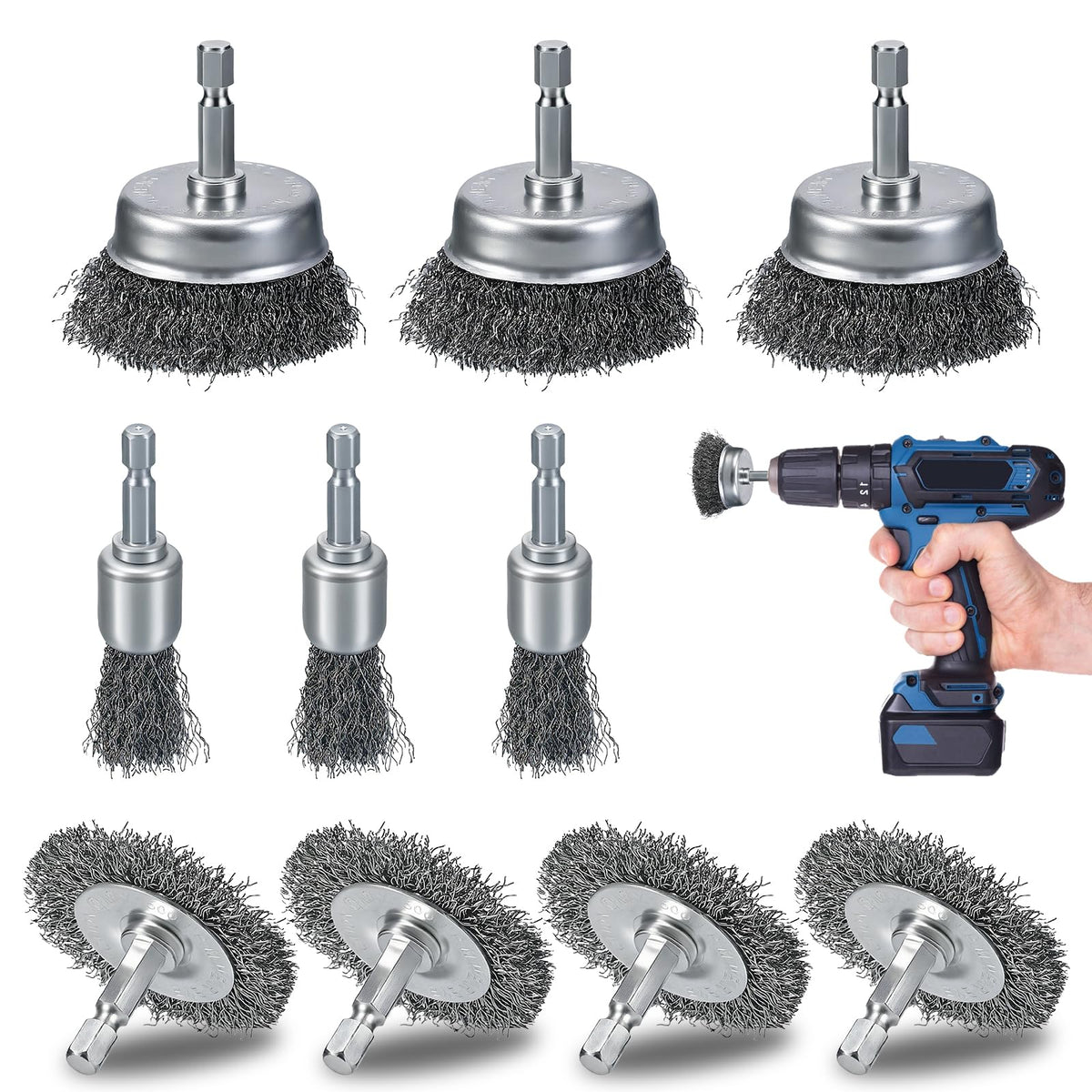 MIKILIKIEN 10 Pcs Drill Wire Brushes Wire Wheel Cup Brushes