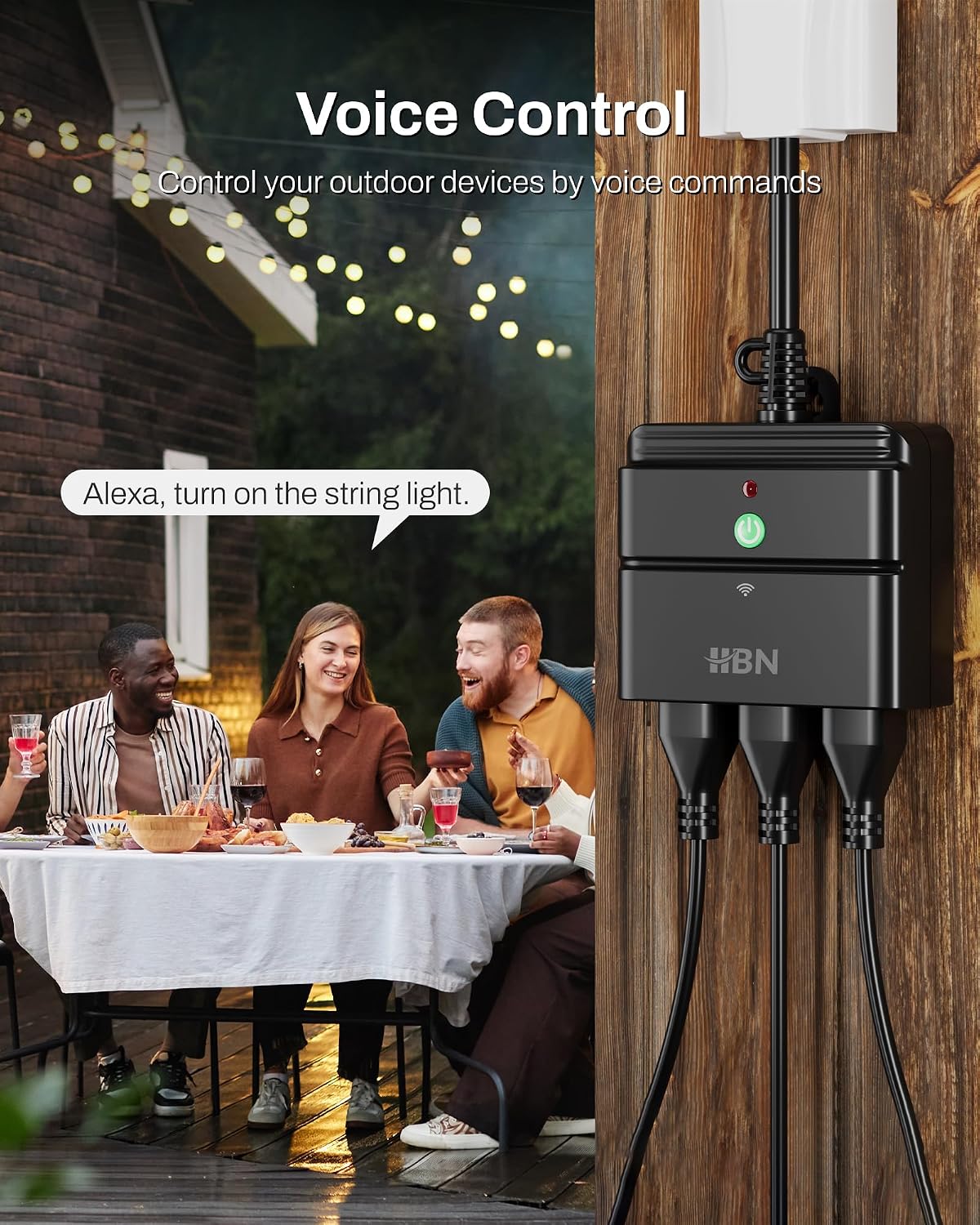 Outdoor Smart Plug, WiFi Smart Outlet Plug with 3 Independently Outlets | Heavy-Duty Outlets, Compatible with Alexa