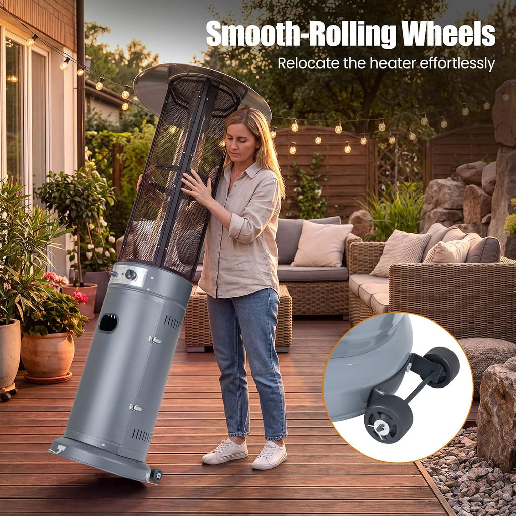 Propane Patio Heater with Wheels, Easy Ignition, 34,000 BTU