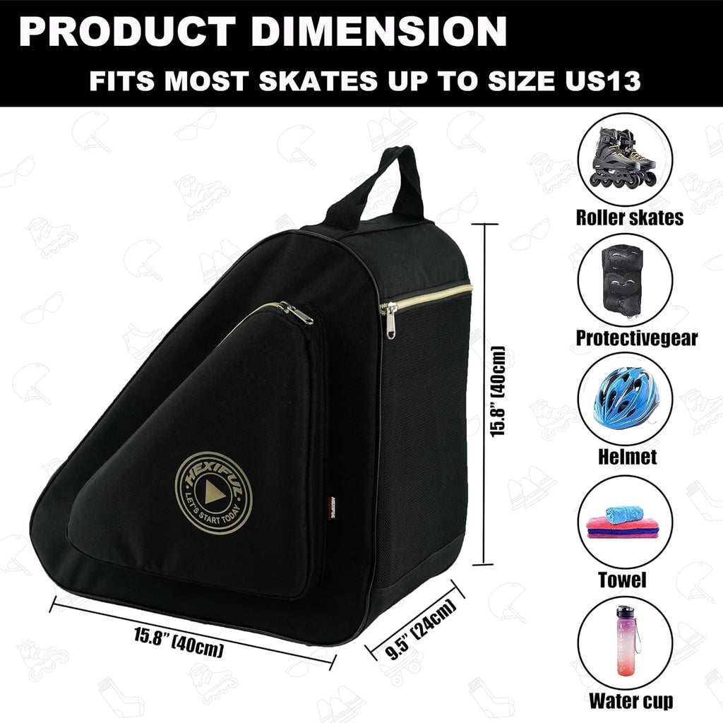 Skate Bag for Ice, Inline, Roller & Quad Skates - Kids & Adults