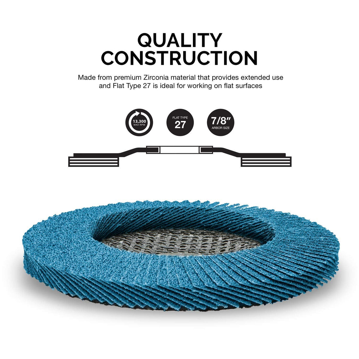 NEIKO 11117A 10 Pack Zirconia Flap Discs 4-1/2 for Angle Grinder, 60 Grit Flapper Wheel, Flat T27 Grinding Wheel 4.5 Inch Flap Disc, 7/8" Arbor Grinding Disc, Flap Wheel for Wood & Metal Sanding