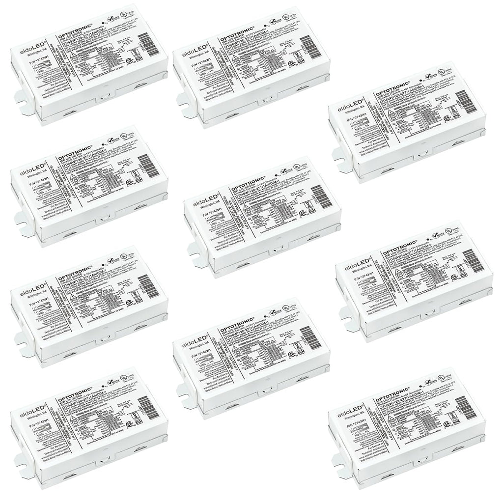 Pack of 10 - eldoLED *2743W1 OPTOTRONIC Programmable Compact 40 Watts Constant Current LED Driver, 0-10V Dimmable OTi40W/120-277/1A4 DIM-1 - Replacement/Compatible with Osram 57351