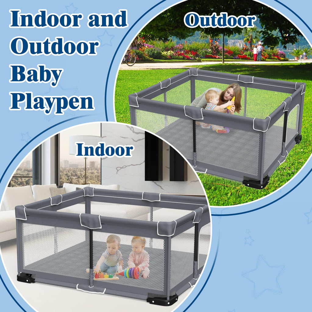 Modular Foldable Baby Playpen & Safety Activity Yard with Locking Walk-Through Gate for Infants & Toddlers