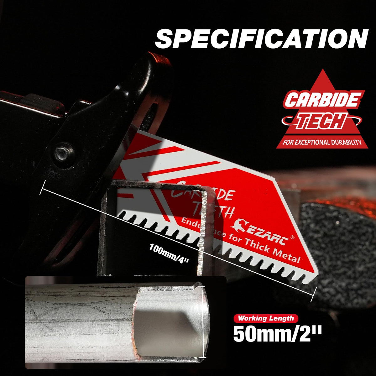 EZARC 4-Inch 8TPI Carbide Reciprocating Saw Blades, 3-Pack