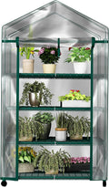 4 Tier Mini Greenhouse - Portable Greenhouse with Locking Wheels and PVC Cover for Indoor or Outdoor Green House by
