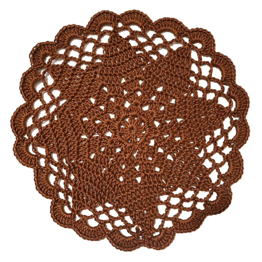 3 PCS 7 Inch Crochet Lace Doilies Coasters Handmade Knitted Small Plants Mug Cup Place Mats (Brown)