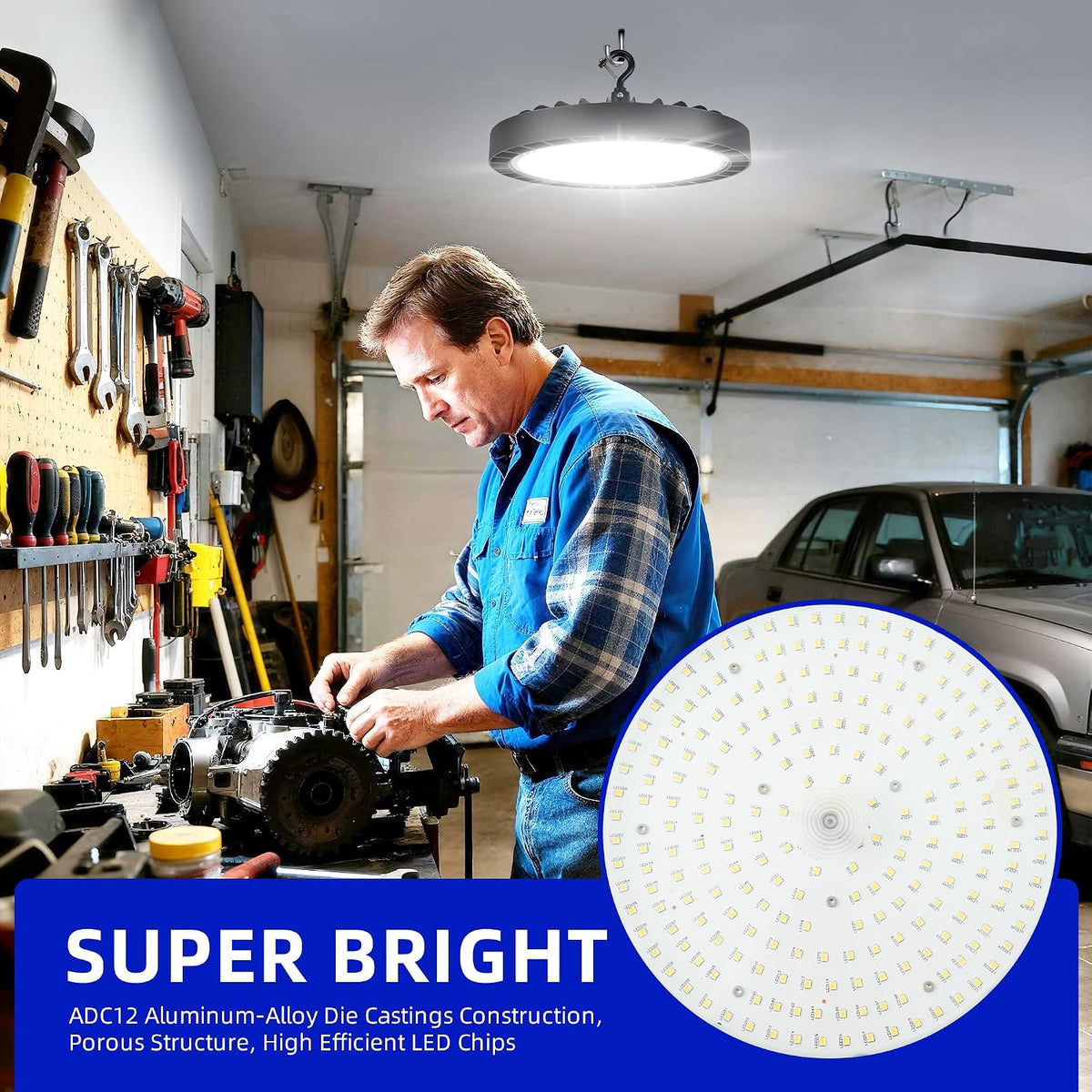 hykolity UFO LED High Bay Light, 150W, 19500LM, 5000K Daylight, 130LM/W