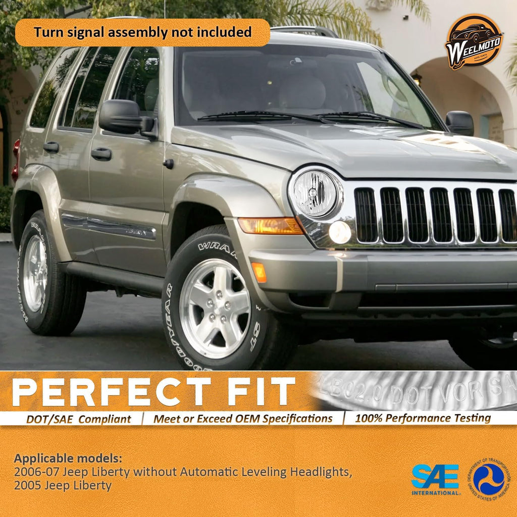 WEELMOTO Halogen Headlights Assembly for 2005-2007 Jeep Liberty