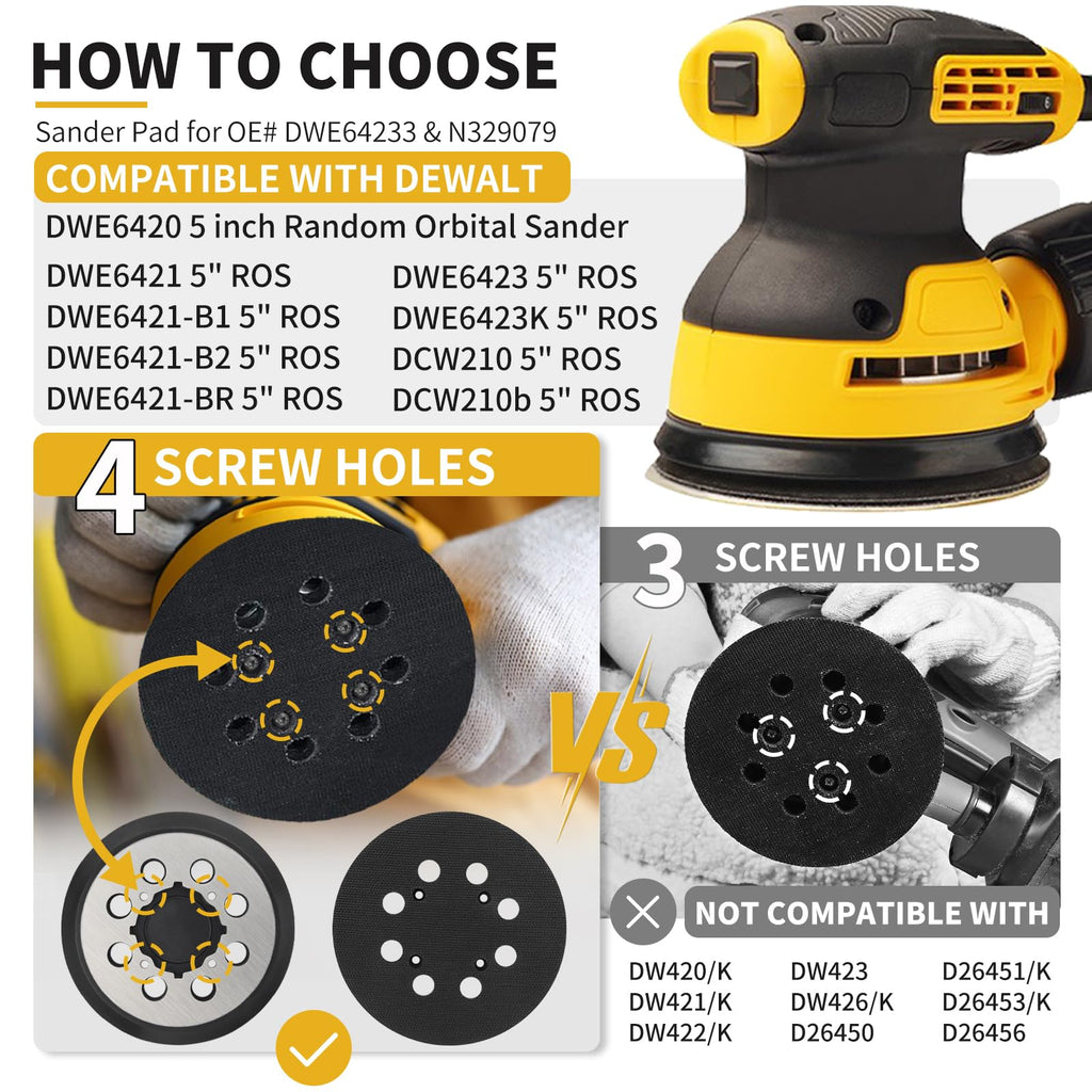 Gnellkoor Orbital Sander Metal Pad Replacement for Dewalt, 2 Pack