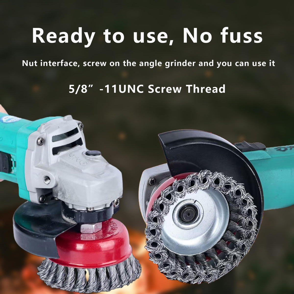 Gaquolam Wire Wheel Brush for 4 1/2 Angle Grinder, 5/8"-11 Thread Arbor,4 & 3 Inch Twist Knotted Coarse Crimped Wire Brushes (4pcs Wire Wheels)