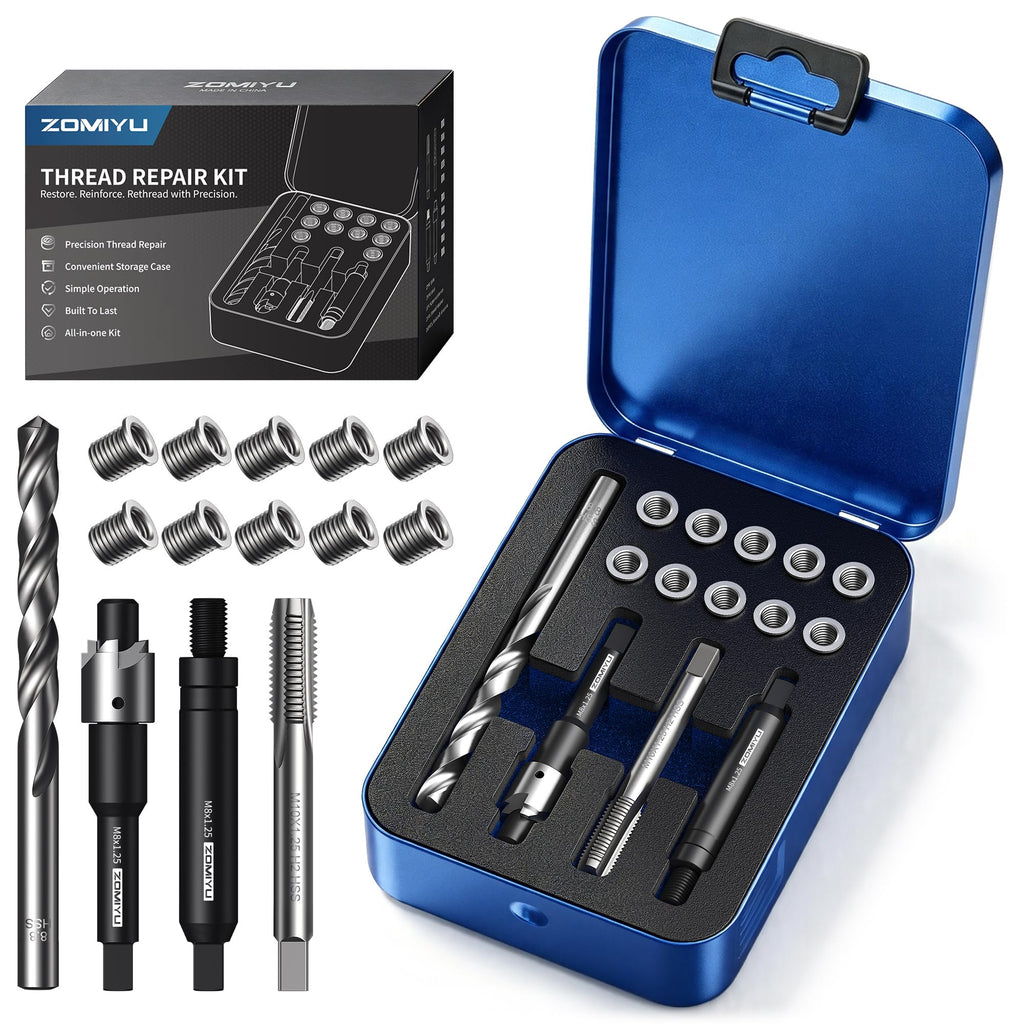ZOMIYU M8x1.25 Metric Thread Repair Kit, 11.7mm One-Piece Inserts (10PCS)