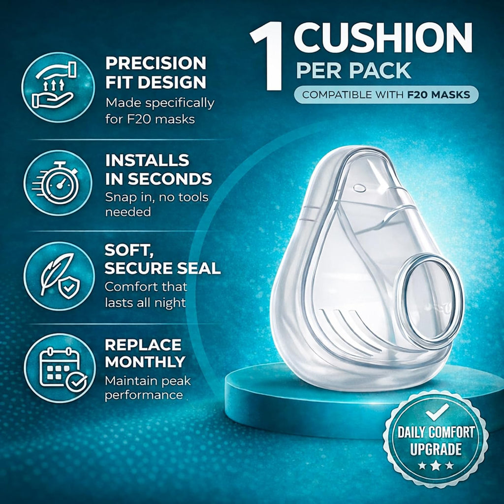 F20 Replacement Cushion – Compatible with AirFit & AirTouch CPAP Masks, Soft Silicone Seal, Snug Fit for Nose & Mouth, Durable & Comfortable (Clear 1 Pack, Large)