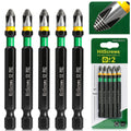 HitScrews 3-Inch Anti-Slip Phillips Impact Bits PH2,S2 Steel Drill Bits,360° Laser-Etched Magnetic Screwdriver Bit, CNC Precision, 1/4" Hex Shank for Furniture, Cabinets, Drywall & Carpentry | 5-Pack