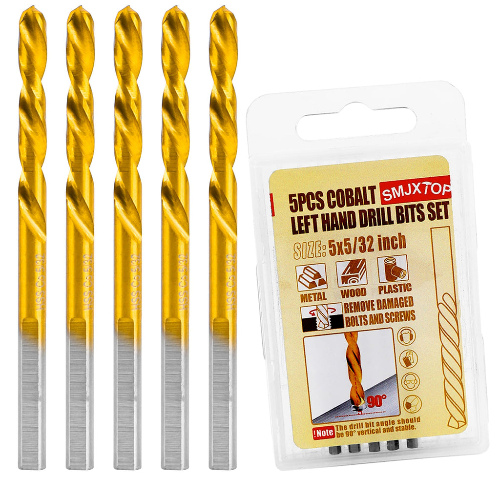 5PCS 5/32" M35 Cobalt Left Hand Drill Bits Set