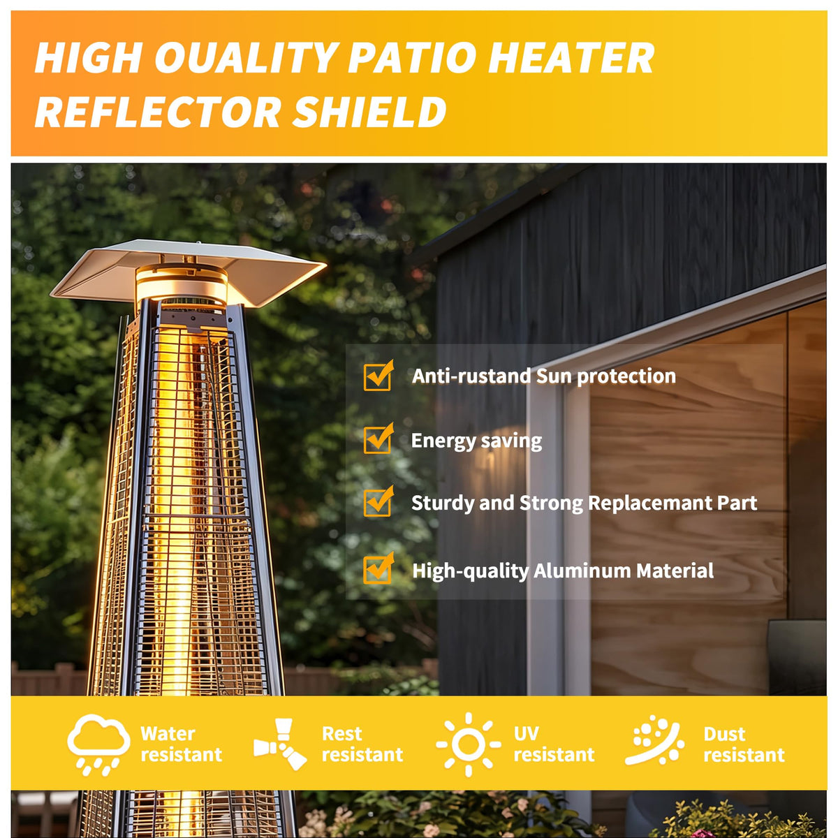 2-Pack Patio Heater Reflector Shield, Aluminum Replacement