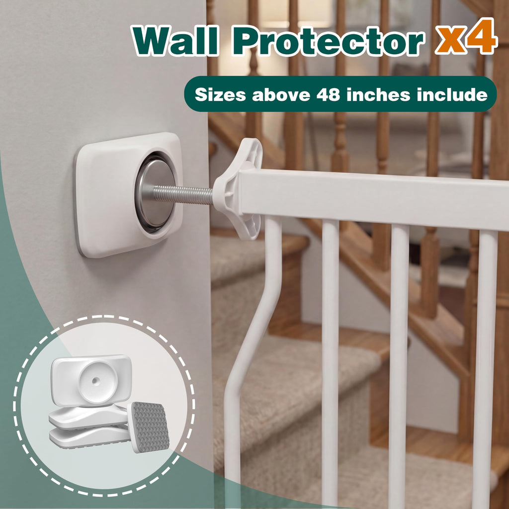 62.2-71.65" Extra-Wide Adjustable Hardware/Pressure-Mounted Pet & Child Safety Gate with Dual-Lock Walk-Through Swing Door for Stairs, Hallways & Wide Doorways