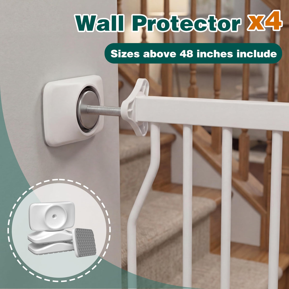 62.2-71.65" Extra-Wide Adjustable Hardware/Pressure-Mounted Pet & Child Safety Gate with Dual-Lock Walk-Through Swing Door for Stairs, Hallways & Wide Doorways