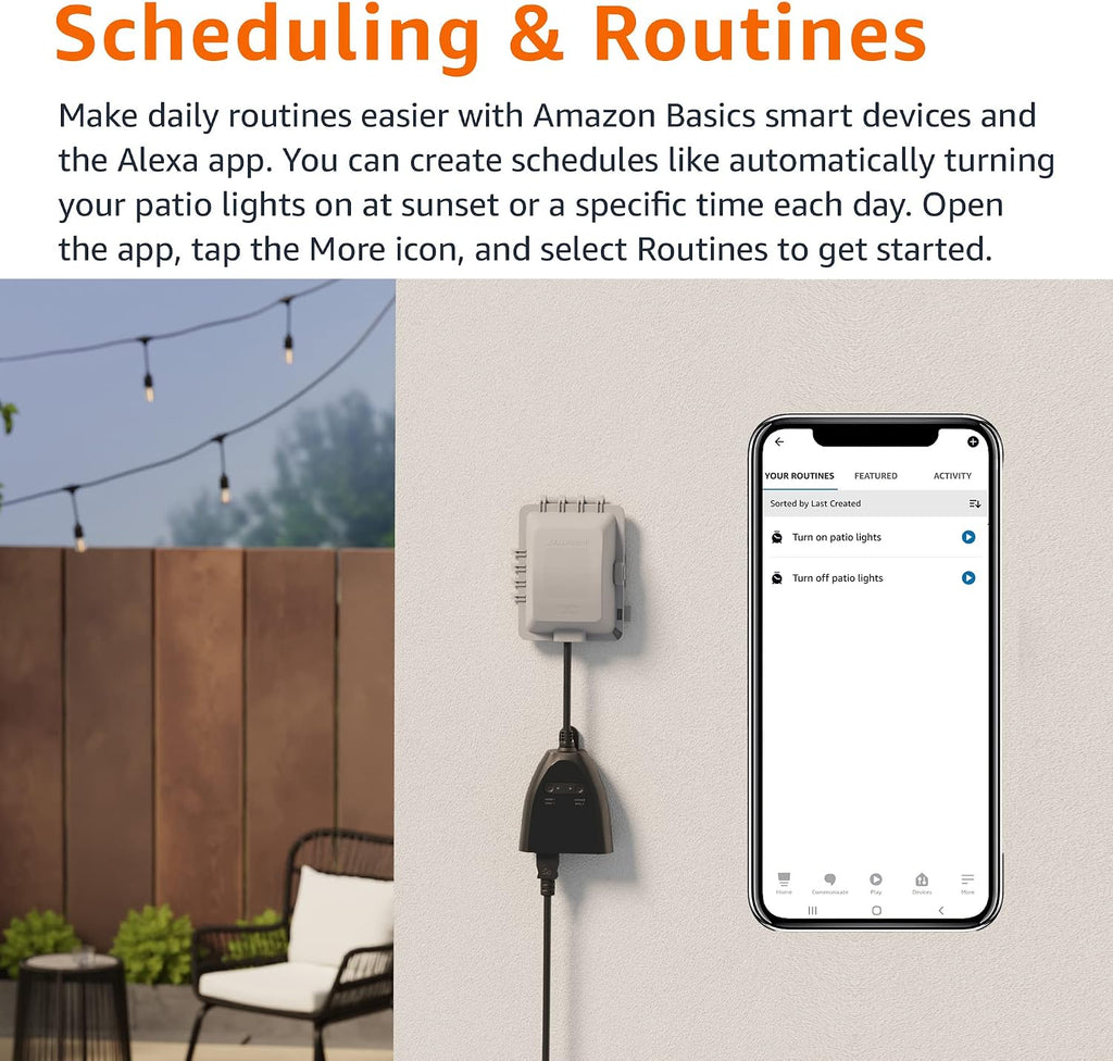 Outdoor Smart Plug with 2 Individually Controlled Outlets, Works with Alexa Only, Voice Control, Weather Resistant