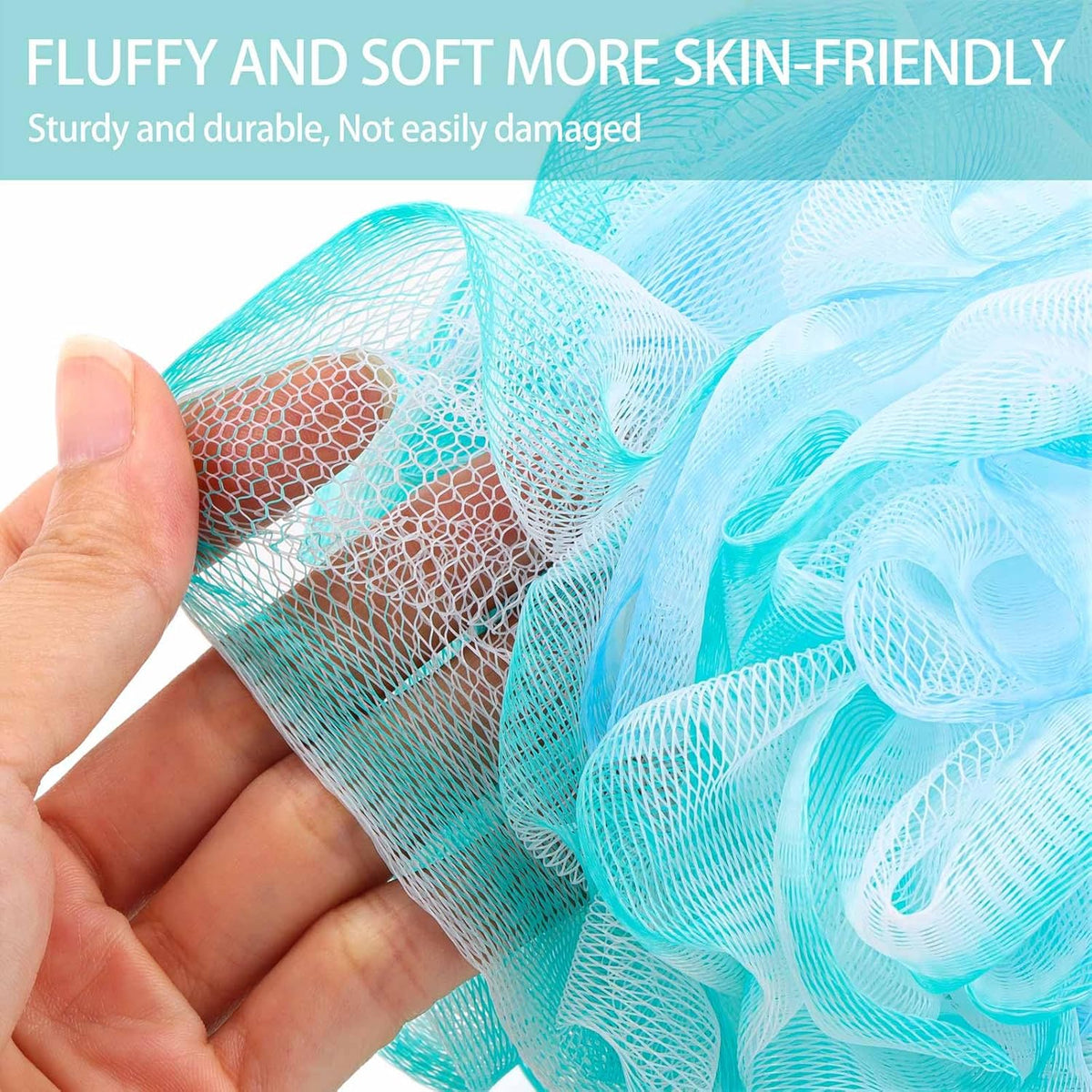 75g/Pc Large Loofahs Shower Sponge, Exfoliating Body Scrubber Shower Scrunchies Mesh Pouf Bath Sponges - Pack of 6