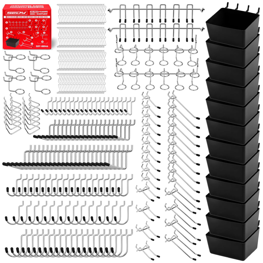 300-Piece Pegboard Hook Set, Pegboard Organizer Accessories for Hanging, Durable Metal Hooks for Tool Organization