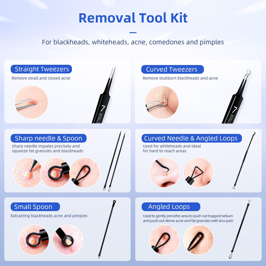 Blackhead Remover Tool Pimple Extractor Acne Removal Kit, Black
