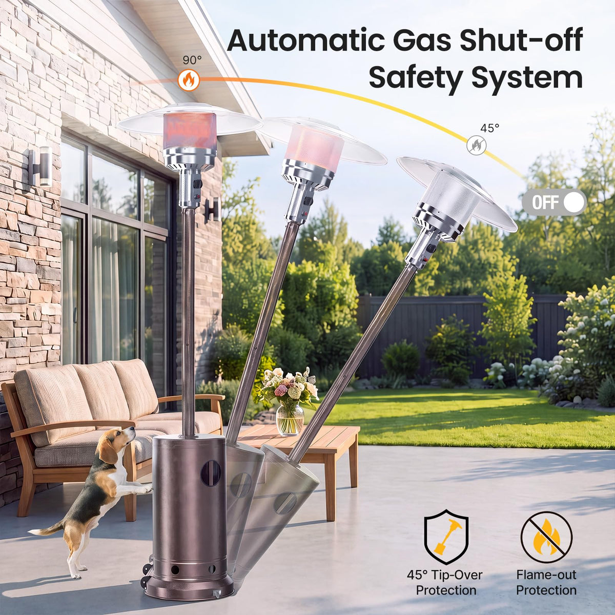 48,000 BTU Propane Patio Heater with Sandbox for Outdoor Use