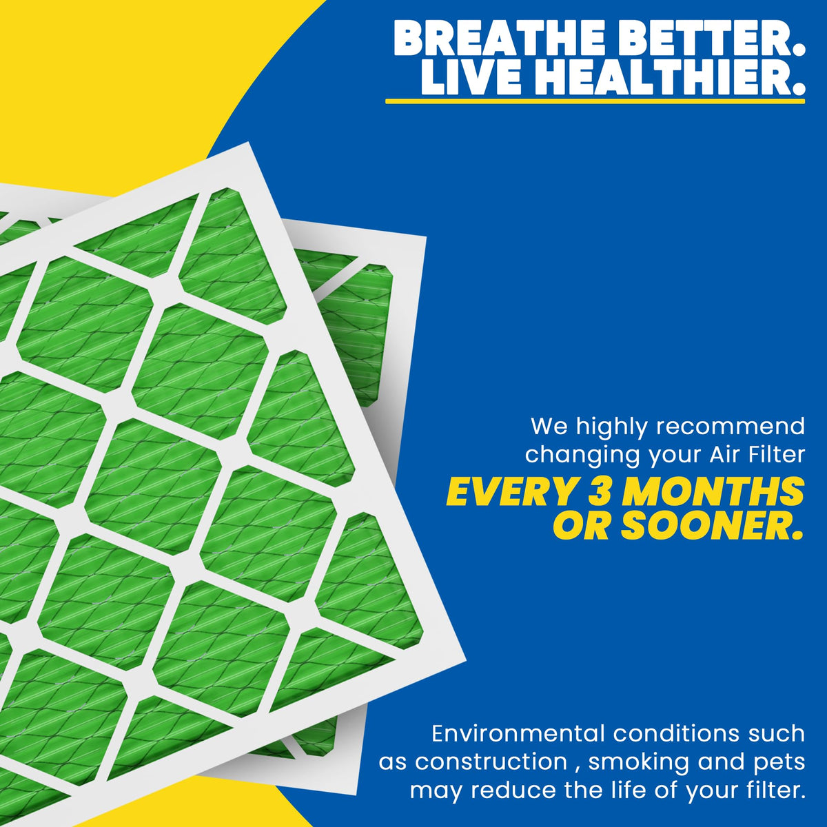 MERV 13 10x20x1 Air Filter (4-Pack), High-Efficiency Pleated AC & Furnace Filters, Actual Size: 9.70” x 19.70” x