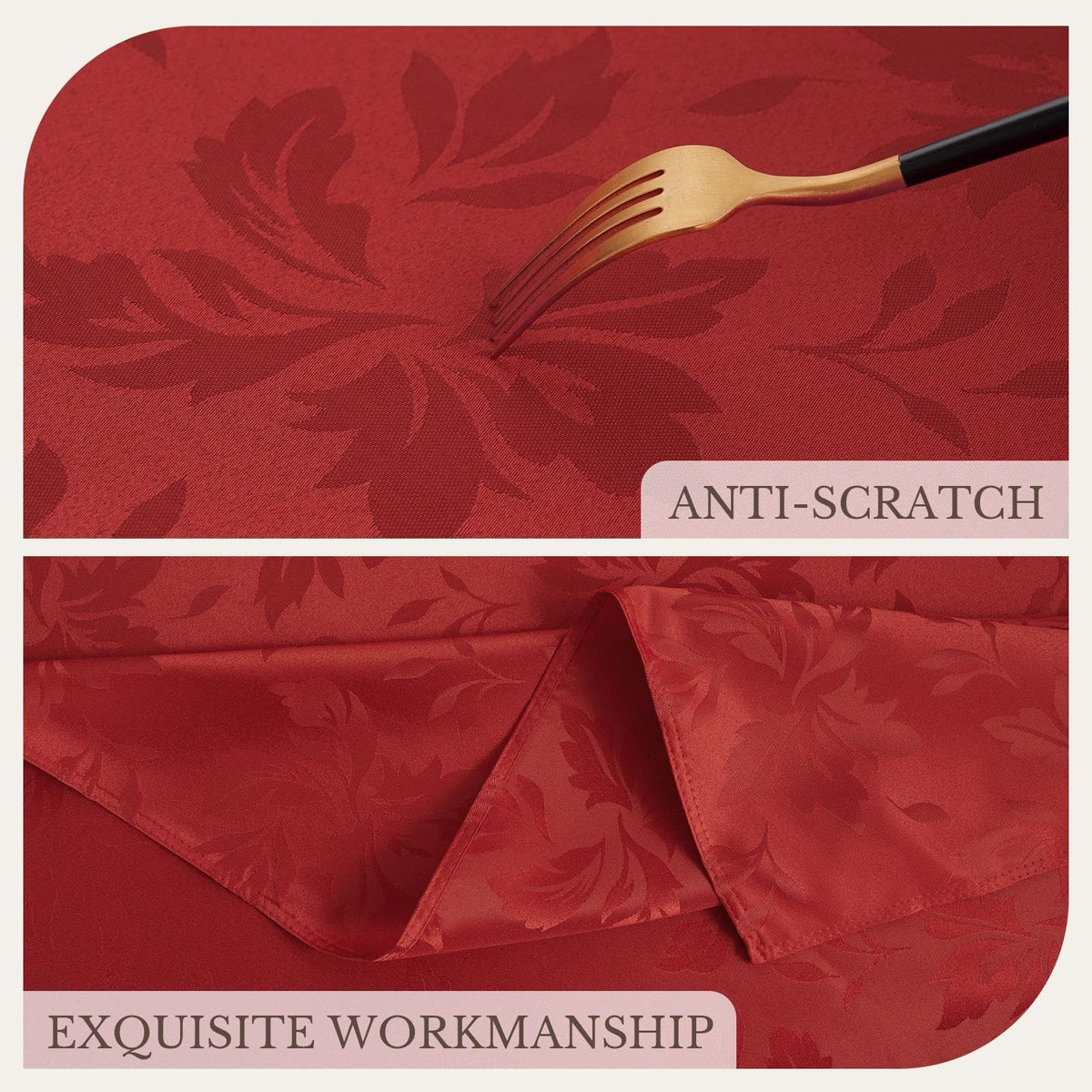 Christmas Jacquard Rectangle Tablecloth 60 x 84 Inch, Red