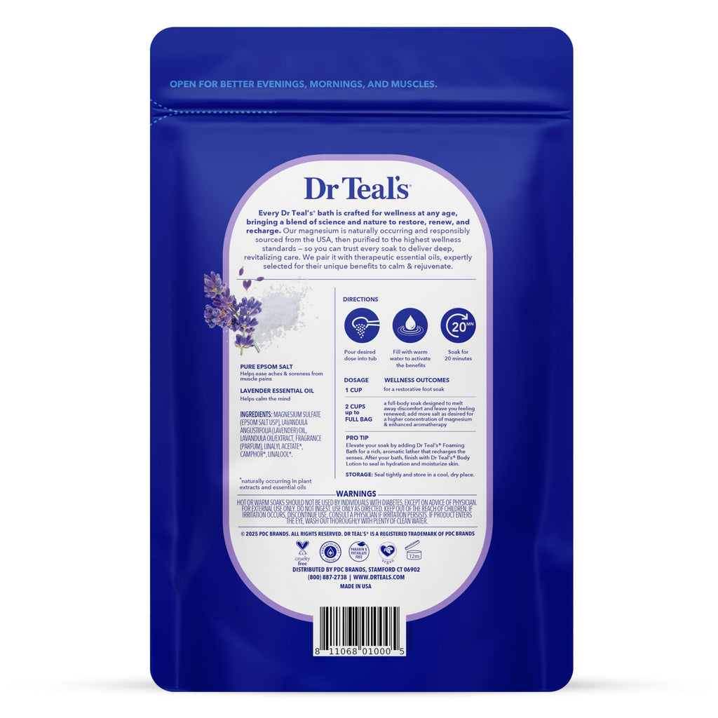 Pure Epsom Magnesium Salt Soak, Soothe & Sleep with Lavender, 3 lb (Pack of 4)
