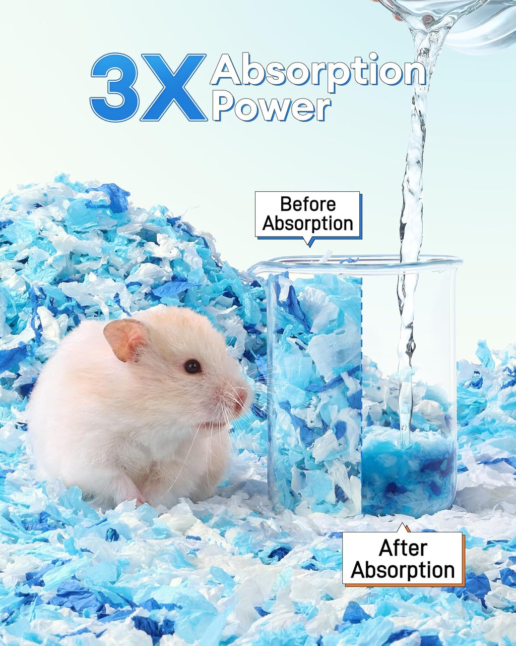 Hamster Paper Bedding 12L Odor Control 99% Dust-Free(Blue)