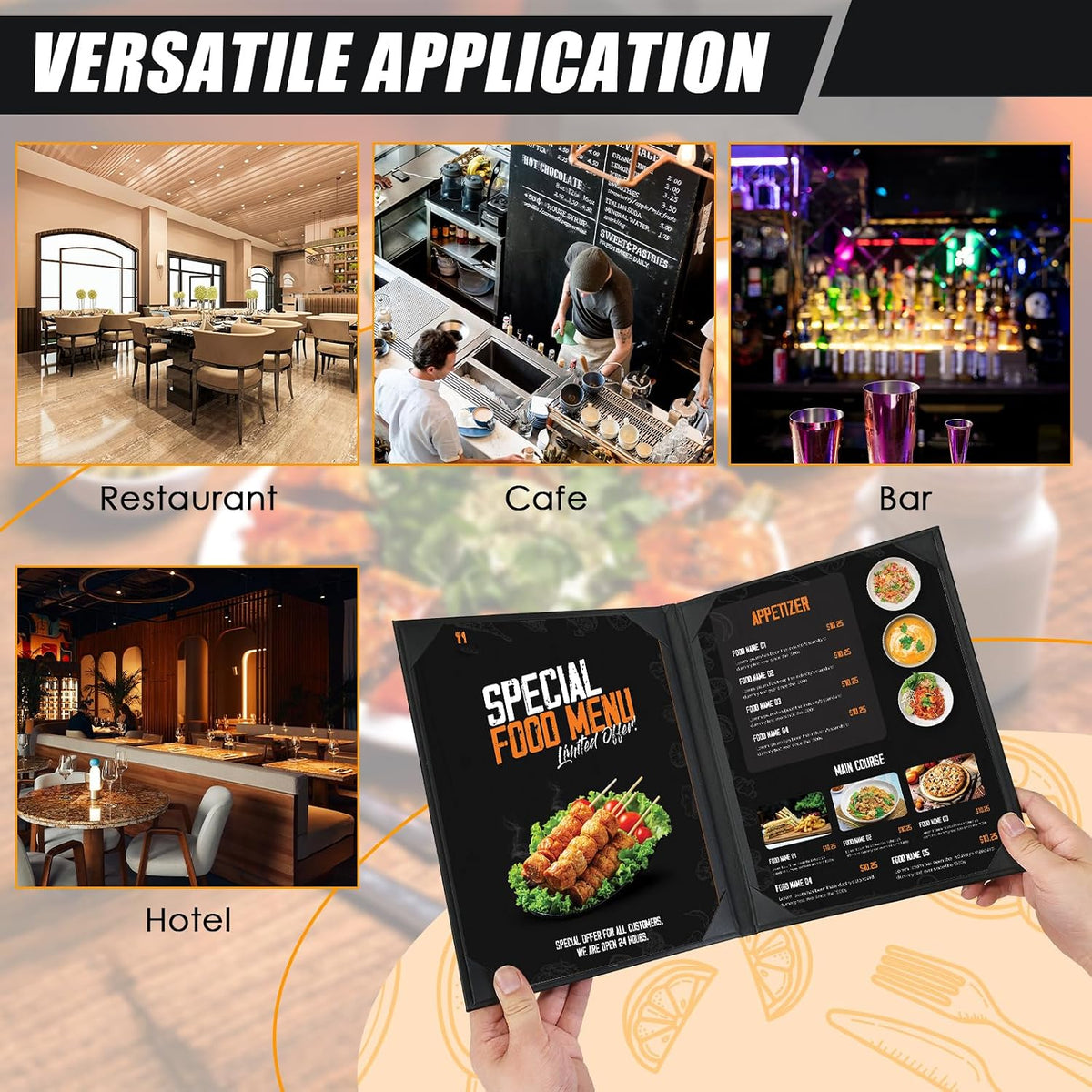 10 Pack 2 Panel 2 View Restaurant Menu Covers 8.5" x 11"