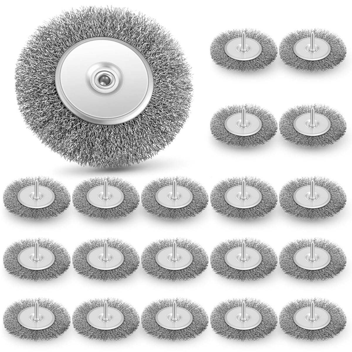 Moxweyeni 20 Pcs 4 Inch Wire Wheel Brushes for Drill Bits, 1/4 Inch Shank