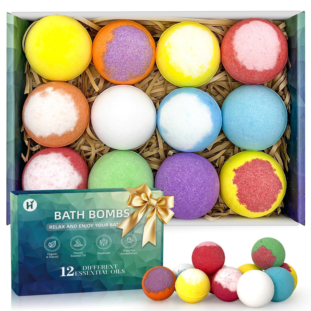 Bath Bombs Birthday Gifts for Women & Men, 12 Pack Spa Relaxing Self Care