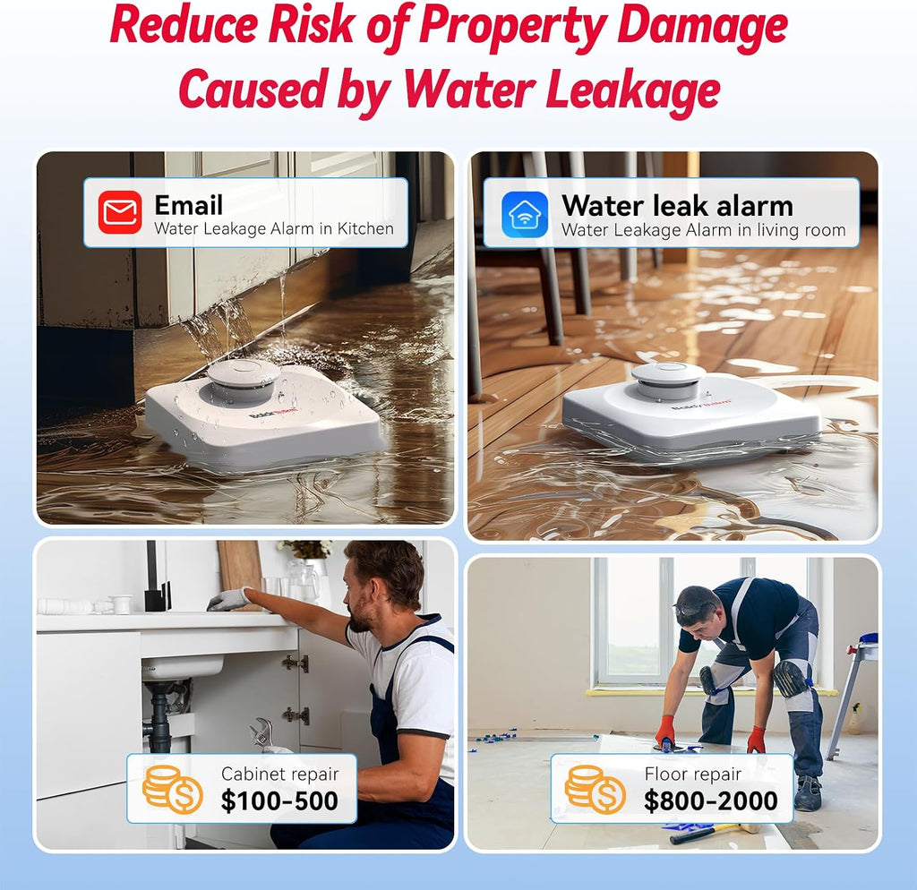 WiFi Water Leak Detector, Hub & Water Leak Sensor 3 Pack, Wireless Siren Alarm & Email & APP Push Notification