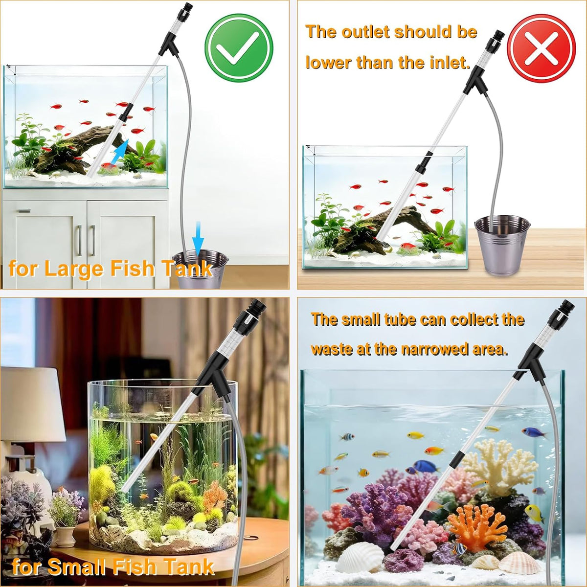 Aquarium Gravel Vacuum & Precision Suction Nozzle