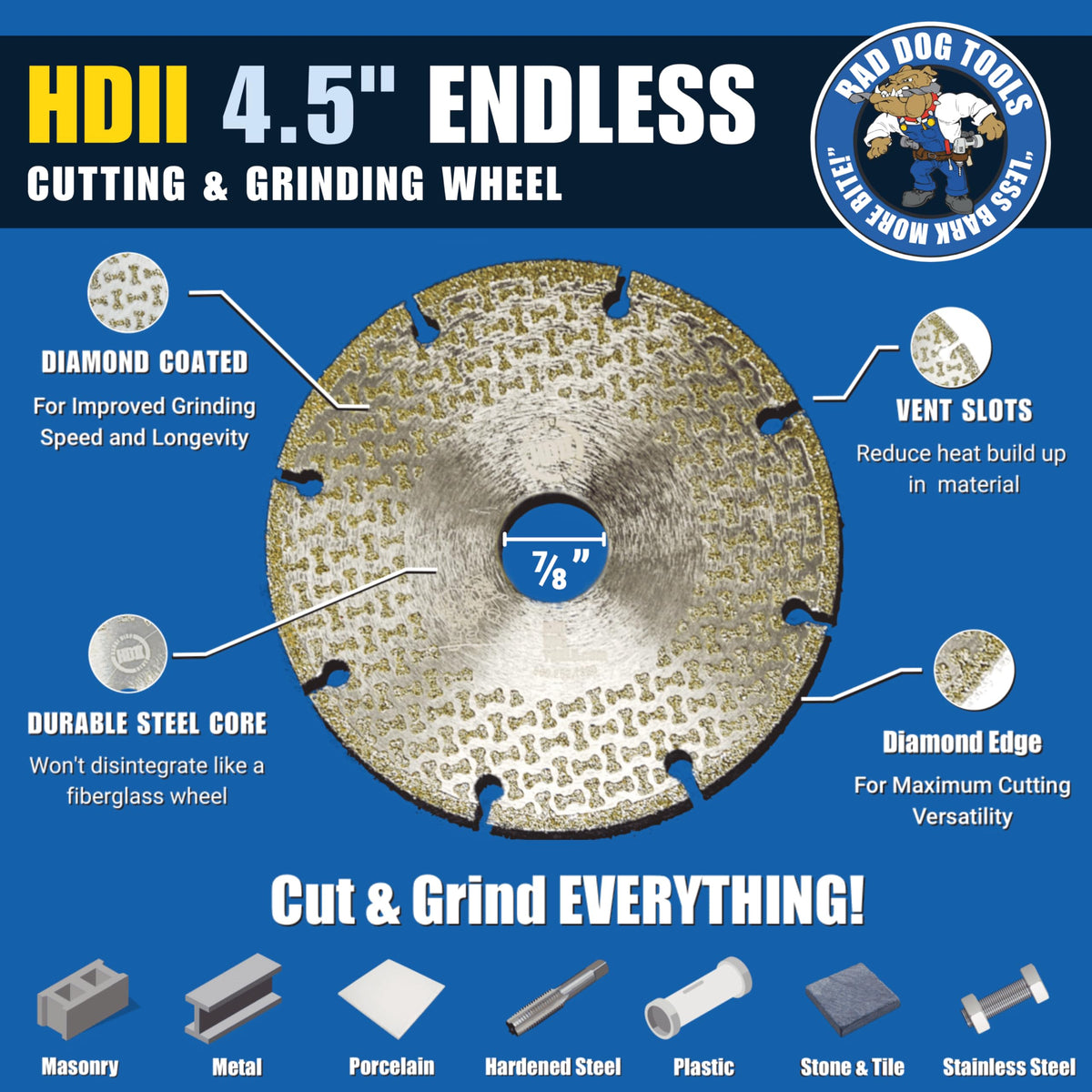 Bad Dog Tools 4.5" Endless HDII Multipurpose Cut/Grind Diamond Wheel