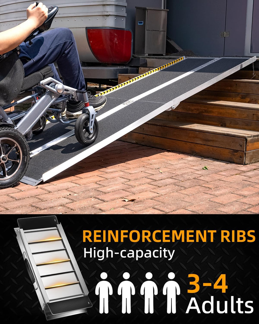 Portable Wheelchair Ramp 7FT, Non-Slip Ramps for Wheelchairs for Home