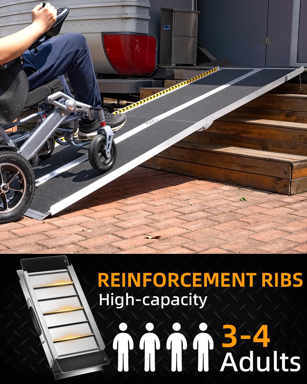 Portable Wheelchair Ramp 7FT, Non-Slip Ramps for Wheelchairs for Home