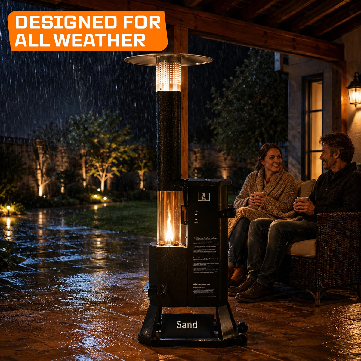 25,000 BTU Wood Pellet Patio Heater with Glass Tube