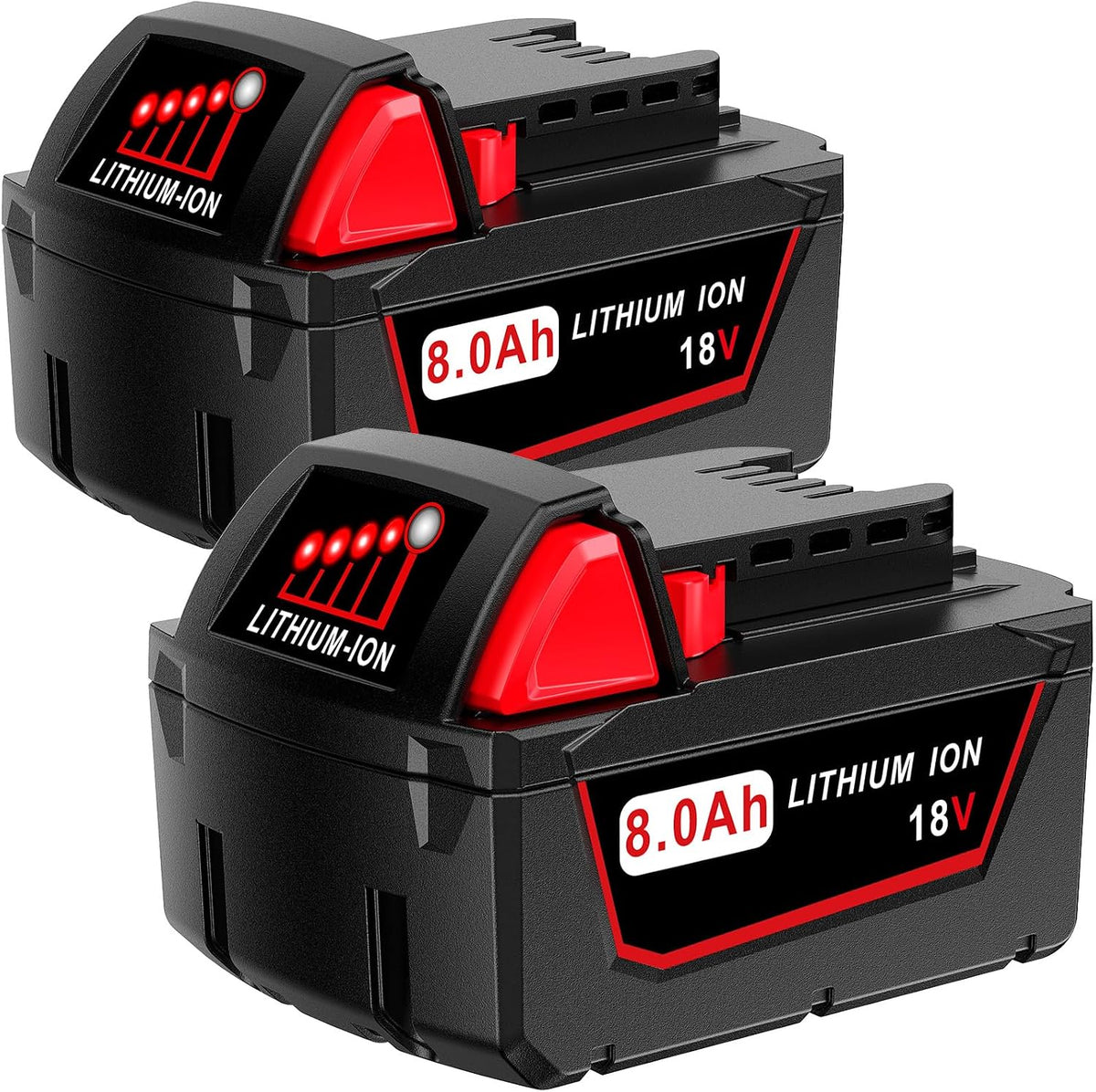 Upgraded 8.0Ah Replacement for Milwaukee M18 Battery, Red Lithium-ion 18Volt XC Battery Compatible with 48-11-1850 48-11-1852 Cordless Power Tools&Chargers(2Pack)