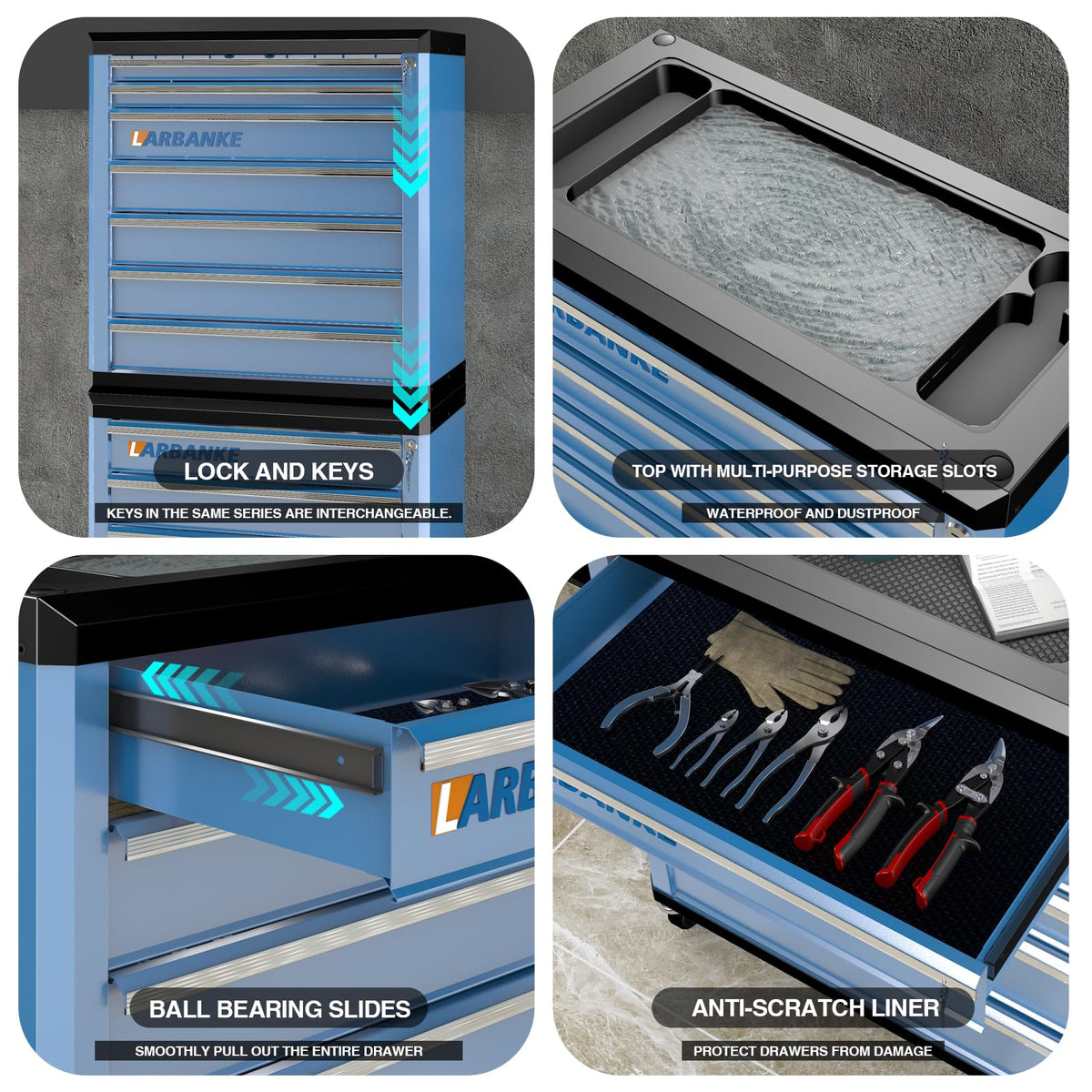 5-Drawer Rolling Tool Chest with Wheels,Lock&Key,Blue Tool Cabinet