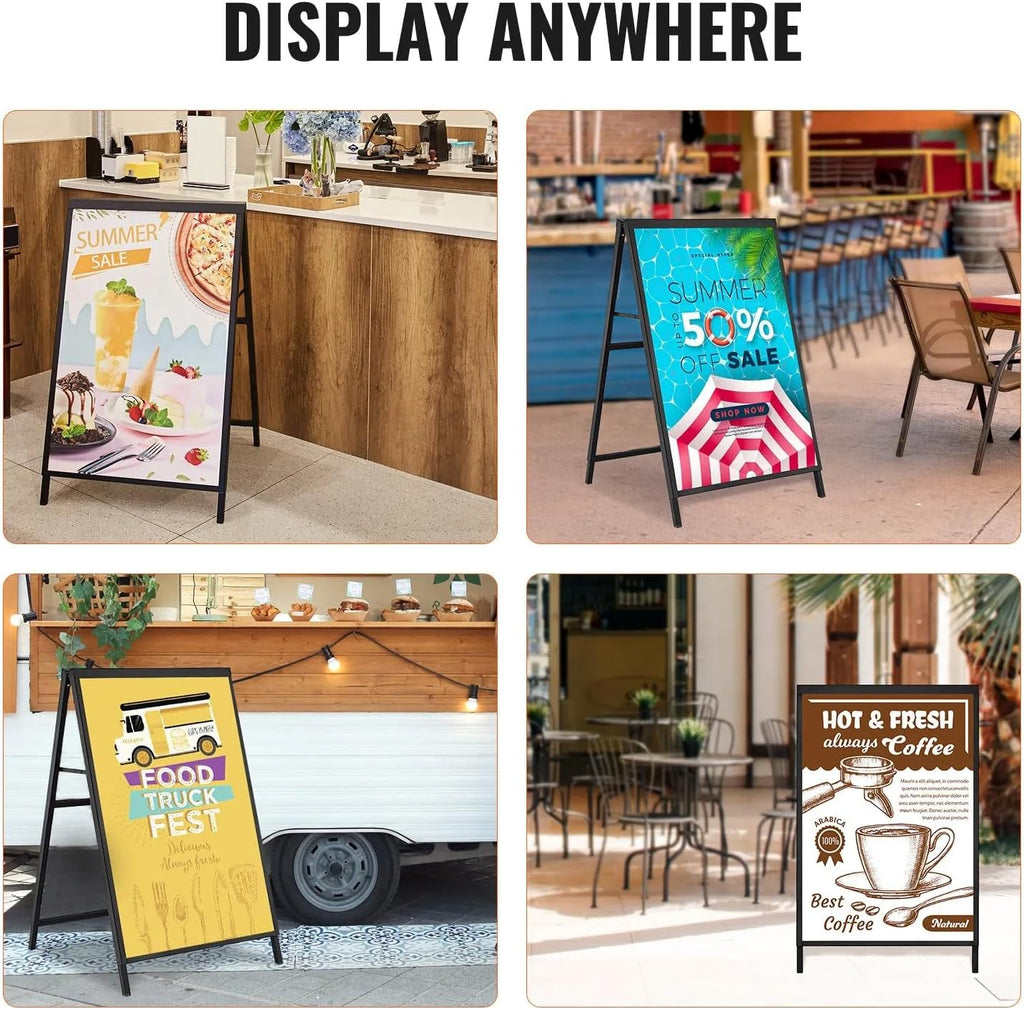 Custom A-Frame Sidewalk Sign 24" x 36" Frame & Printing – Single-Sided Design Your Own Logo, Image or Text | Heavy