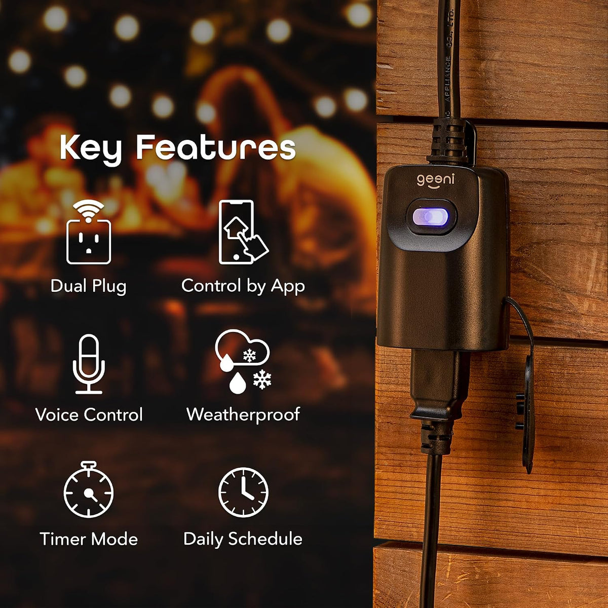 Indoor/Outdoor Smart Plug Weatherproof, 1 Socket –No Hub Wireless Remote Control and Timer –Works with Amazon Alexa