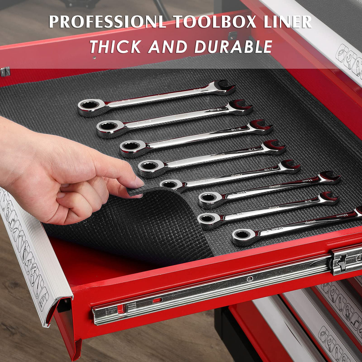 Professional Tool Box Liner and Drawer Liner,Easy Cut, Non-Slip Foam Rubber Toolbox Drawer Liner Mat - Adjustable